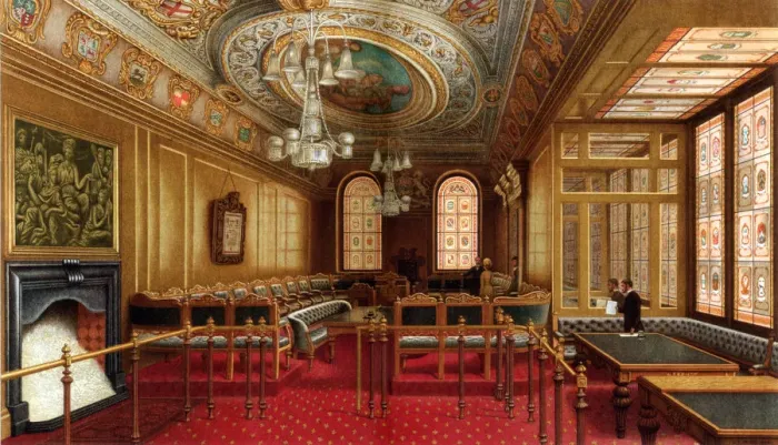 Framed Print : The Aldermens Court Room, Guildhall, City of London, 1886. Artist: William Griggs Framed Print : The Aldermens Court Room, Guildhall, City of London, 1886. Artist: William Griggs