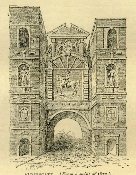 Framed Print : Aldersgate, 1670, (c1872). Creator: Unknown Framed Print : Aldersgate, 1670, (c1872). Creator: Unknown
