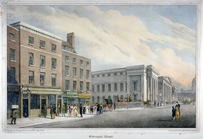 Framed Print : Aldersgate Street, City of London, c1830. Artist: Nathaniel Whittock Framed Print : Aldersgate Street, City of London, c1830. Artist: Nathaniel Whittock