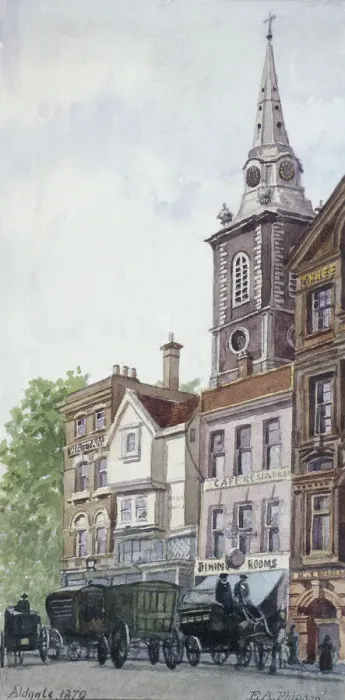 Framed Print : Aldgate High Street, London, 1870. Artist: EA Phipson Framed Print : Aldgate High Street, London, 1870. Artist: EA Phipson