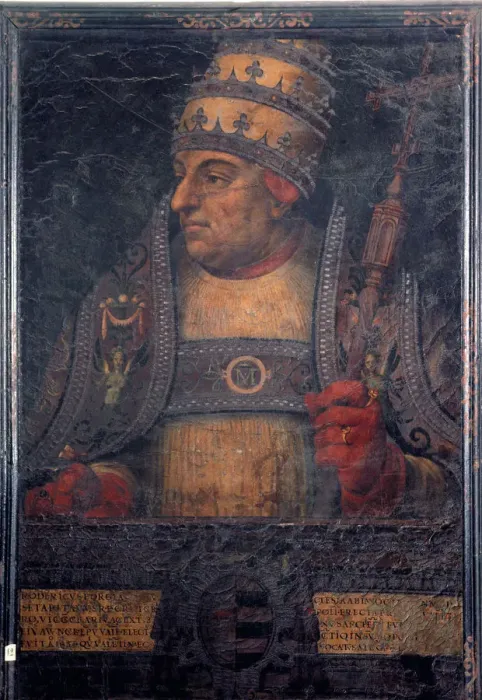 Framed Print : Alejandro Borgia, Alejandro VI (1431-1503). Pope (1492-1503). Oil painting on guadamacil Framed Print : Alejandro Borgia, Alejandro VI (1431-1503). Pope (1492-1503). Oil painting on guadamacil