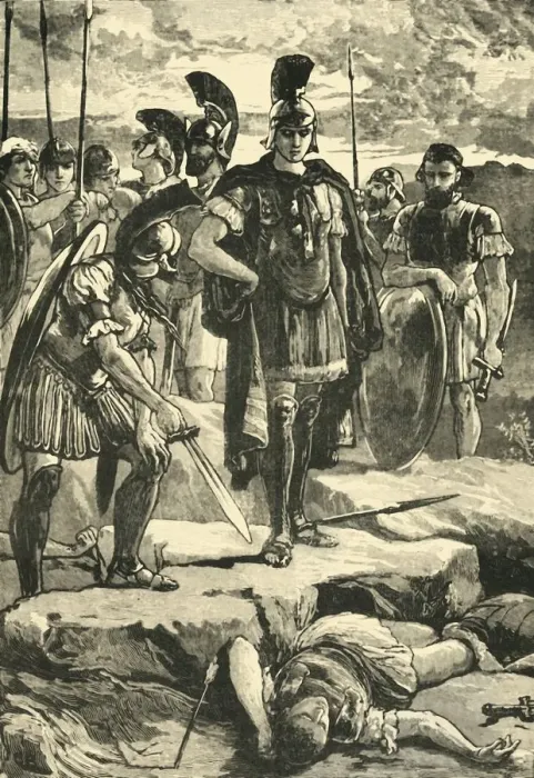 Framed Print : Alexander and the Body of Darius, 1890. Creator: Unknown Framed Print : Alexander and the Body of Darius, 1890. Creator: Unknown