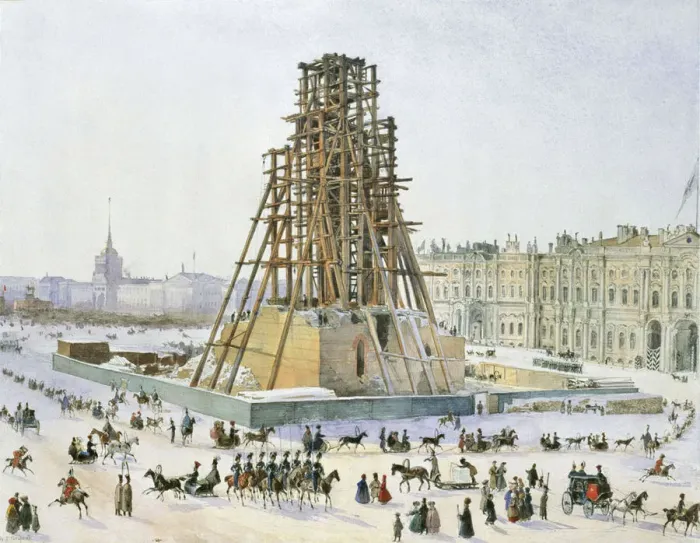 Framed Print : The Alexander Column in scaffolds, 1833 Framed Print : The Alexander Column in scaffolds, 1833