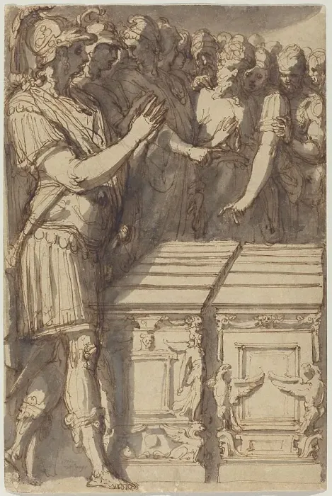 Framed Print : Alexander Consecrating the Altars for the Twelve Olympian Gods, 1545 / 1547. Creator: Perino del Vaga Framed Print : Alexander Consecrating the Altars for the Twelve Olympian Gods, 1545 / 1547. Creator: Perino del Vaga