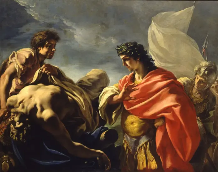 Framed Print : Alexander before the Dead Body of Darius, um 1700 Framed Print : Alexander before the Dead Body of Darius, um 1700