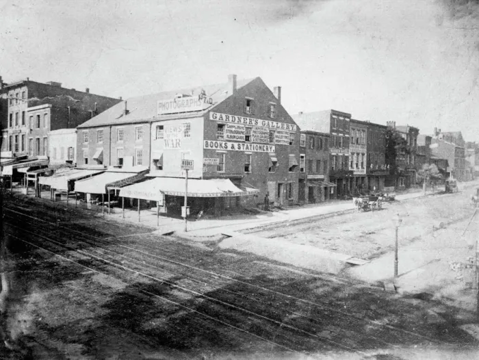Framed Print : Alexander Gardners Photographic Gallery, 7th & D Street, NW, Washington, D. C. ca. 1863. Creator: Unknown Framed Print : Alexander Gardners Photographic Gallery, 7th & D Street, NW, Washington, D. C. ca. 1863. Creator: Unknown