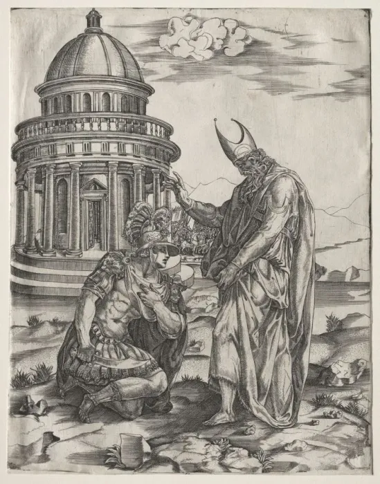 Framed Print : Alexander the Great and the High Priest of Jerusalem, mid 1540s. Creator: Master IRs (Italian) Framed Print : Alexander the Great and the High Priest of Jerusalem, mid 1540s. Creator: Master IRs (Italian)