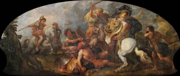 Framed Print : Alexander the Great hunting Lions, ca 1679. Artist: La Fosse, Charles, de (1636-1716) Framed Print : Alexander the Great hunting Lions, ca 1679. Artist: La Fosse, Charles, de (1636-1716)