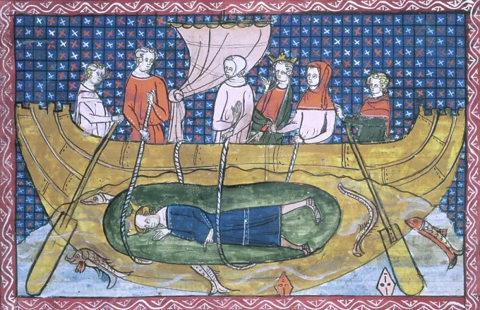 Framed Print : Alexander the Great lowered into the sea in a glass bell, 1350. Creator: Unknown Framed Print : Alexander the Great lowered into the sea in a glass bell, 1350. Creator: Unknown