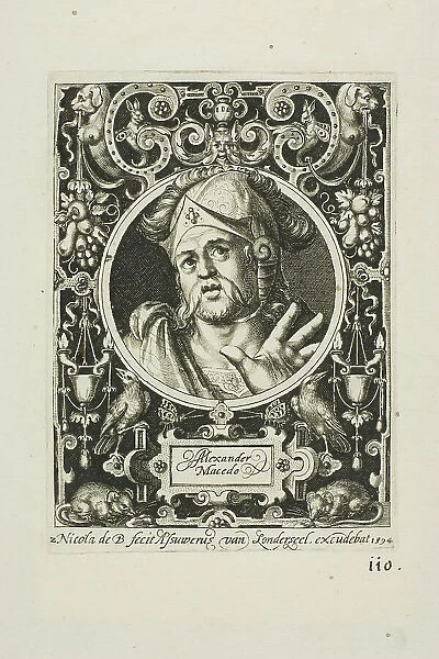 Alexander the Great, plate two from The Nine Worthies, 1594. Creator: Nicolaes de Bruyn