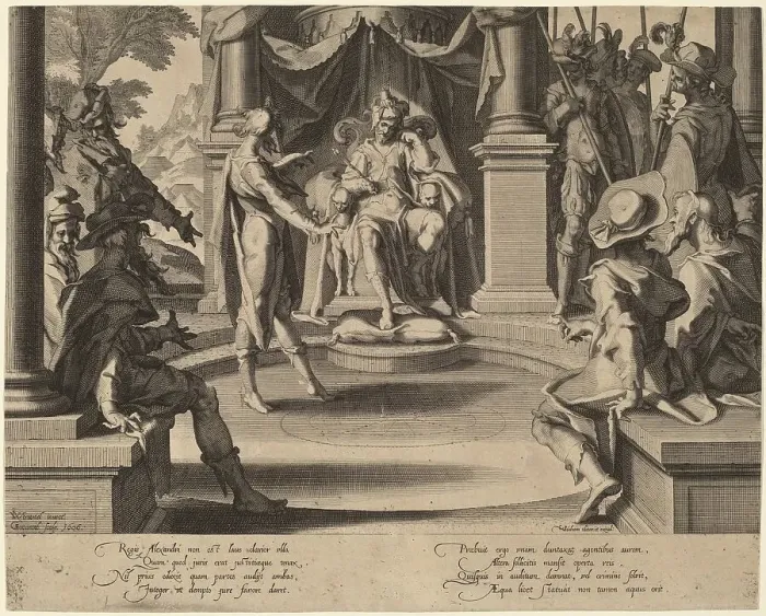 Framed Print : Alexander the Great Seated in Justice, 1606. Creator: Willem van Swanenburg Framed Print : Alexander the Great Seated in Justice, 1606. Creator: Willem van Swanenburg