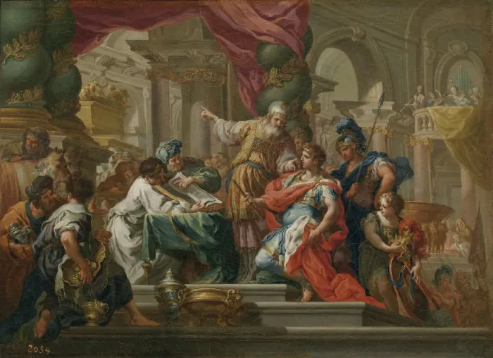 Framed Print : Alexander the Great in the Temple of Jerusalem. Artist: Conca, Sebastiano (1680-1764) Framed Print : Alexander the Great in the Temple of Jerusalem. Artist: Conca, Sebastiano (1680-1764)