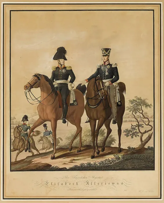 Framed Print : Alexander I of Russia and Frederick William III of Prussia on horseback Framed Print : Alexander I of Russia and Frederick William III of Prussia on horseback