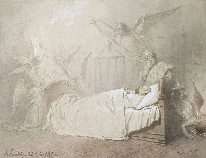 Framed Print : Alexander III on his Deathbed Surrounded by Angels, 1895 Framed Print : Alexander III on his Deathbed Surrounded by Angels, 1895
