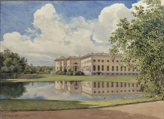 Framed Print : The Alexander Palace in Tsarskoye Selo, 1831. Artist: Reutern, Gerhard Wilhelm, von (1794-1865) Framed Print : The Alexander Palace in Tsarskoye Selo, 1831. Artist: Reutern, Gerhard Wilhelm, von (1794-1865)