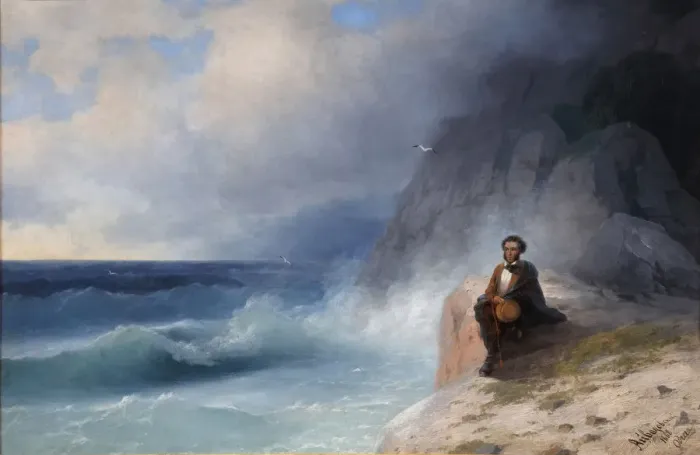 Framed Print : Alexander Pushkin on the Black Sea, 1868. Creator: Aivazovsky, Ivan Konstantinovich (1817-1900) Framed Print : Alexander Pushkin on the Black Sea, 1868. Creator: Aivazovsky, Ivan Konstantinovich (1817-1900)