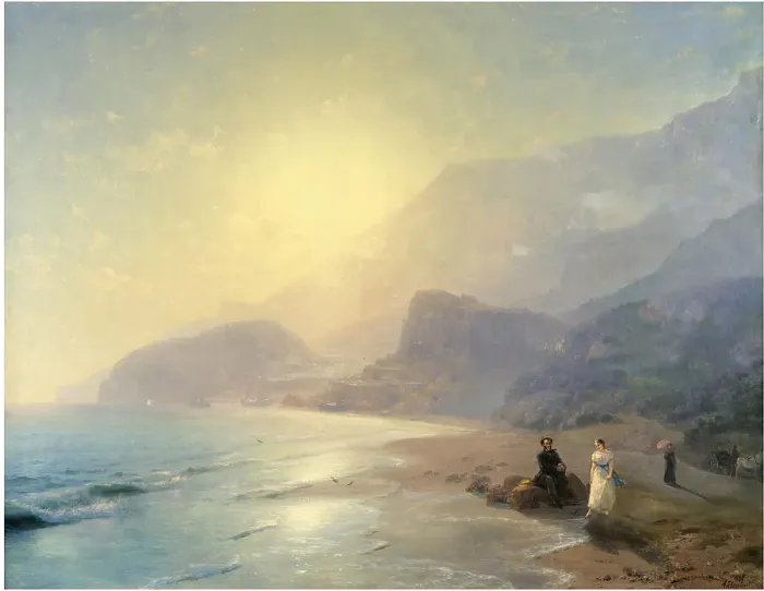 Framed Print : Alexander Pushkin und Princess Maria Raevskaya near Gurzuf, 1886. Artist: Aivazovsky, Ivan Konstantinovich (1817-1900) Framed Print : Alexander Pushkin und Princess Maria Raevskaya near Gurzuf, 1886. Artist: Aivazovsky, Ivan Konstantinovich (1817-1900)