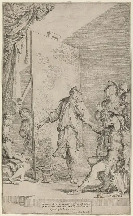 Framed Print : Alexander in the Studio of Apelles, c. 1662. Creator: Salvator Rosa Framed Print : Alexander in the Studio of Apelles, c. 1662. Creator: Salvator Rosa