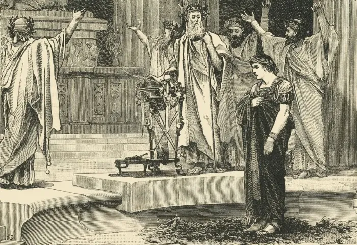 Framed Print : Alexander at the Temple of Jupiter Ammon, 1890. Creator: Unknown Framed Print : Alexander at the Temple of Jupiter Ammon, 1890. Creator: Unknown