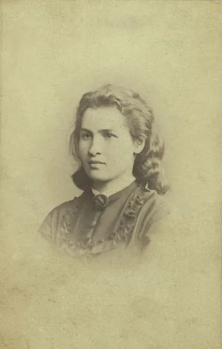 Framed Print : Alexandra Ivanova Uspenskaia, head-and-shoulders portrait, facing left, between 1870 and 1875. Creator: Unknown Framed Print : Alexandra Ivanova Uspenskaia, head-and-shoulders portrait, facing left, between 1870 and 1875. Creator: Unknown