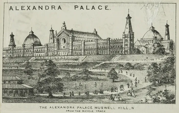 Framed Print : The Alexandra Palace, Muswell Hill N. from the bicycle track, 19th century. Creator: Unknown Framed Print : The Alexandra Palace, Muswell Hill N. from the bicycle track, 19th century. Creator: Unknown