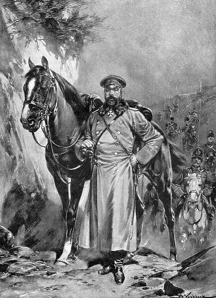 Alexei Nikolaievich Kuropatkin with his horse, Russo-Japanese War, 1904-5