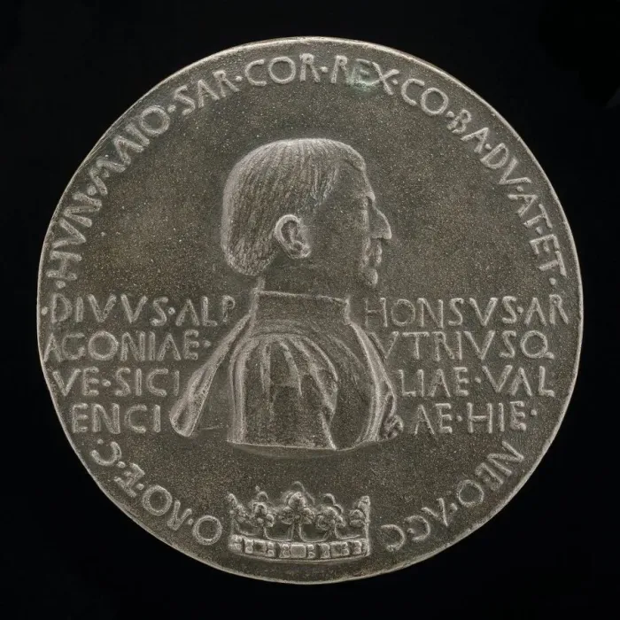 Framed Print : Alfonso V of Aragon, 1394-1458, King of Naples and Sicily 1443 [obverse], c. 1449