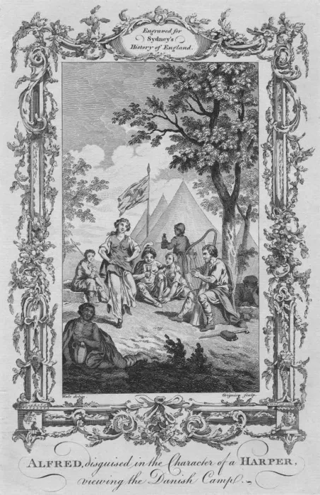 Framed Print : Alfred, disguised in the Character of a Harper, viewing the Danish Camp, 1773. Creator Framed Print : Alfred, disguised in the Character of a Harper, viewing the Danish Camp, 1773. Creator