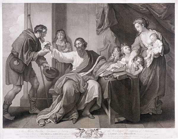 Alfred the Great dividing his loaf with the pilgrim, 1782. Artist: William Sharpe