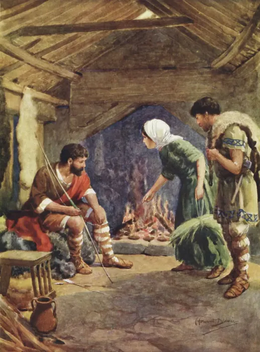 Framed Print : Alfred the Great in the Neat-Herd's Cottage, 1925. Creator: Howard Davie Framed Print : Alfred the Great in the Neat-Herd's Cottage, 1925. Creator: Howard Davie