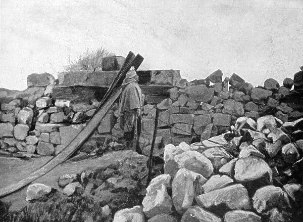 An Algerian soldier on sentry duty, Artois, France, 1915
