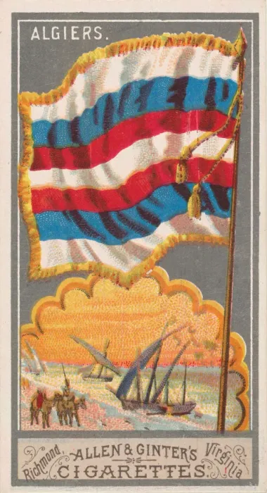 Framed Print : Algiers, from the City Flags series (N6) for Allen & Ginter Cigarettes Brands, 1887 Framed Print : Algiers, from the City Flags series (N6) for Allen & Ginter Cigarettes Brands, 1887