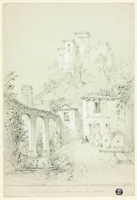 Framed Print : Part of the Alhambra from the Darro, n.d. Creator: Richard Ford Framed Print : Part of the Alhambra from the Darro, n.d. Creator: Richard Ford