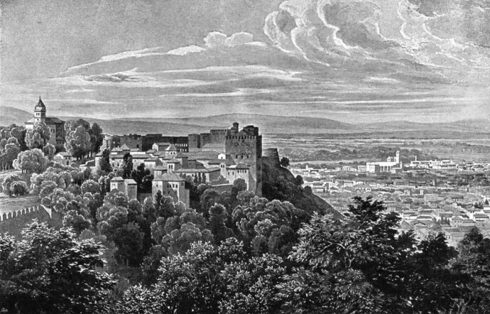 Framed Print : The Alhambra, Granada, Spain, 1902. Artist: Daudet Framed Print : The Alhambra, Granada, Spain, 1902. Artist: Daudet