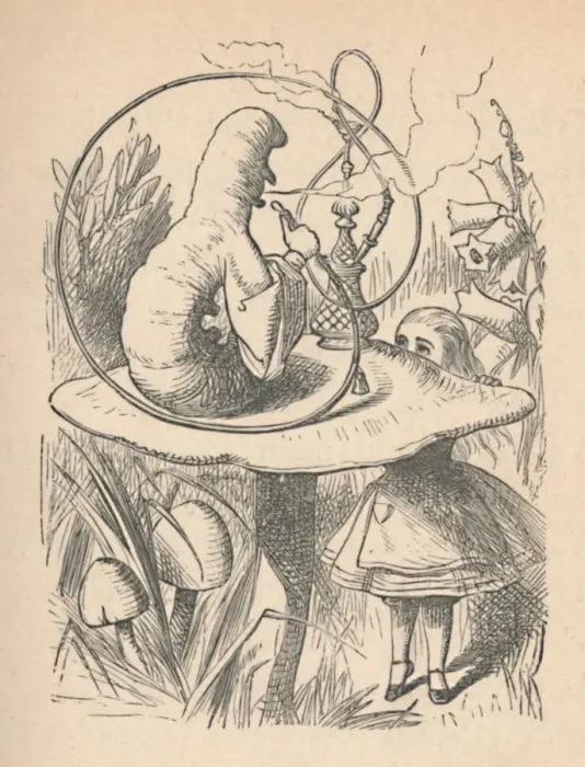 Framed Print : Alice and the caterpillar, 1889. Artist: John Tenniel Framed Print : Alice and the caterpillar, 1889. Artist: John Tenniel