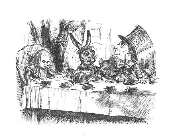 Alice at the Mad Hatters tea party, 1889. Artist: John Tenniel