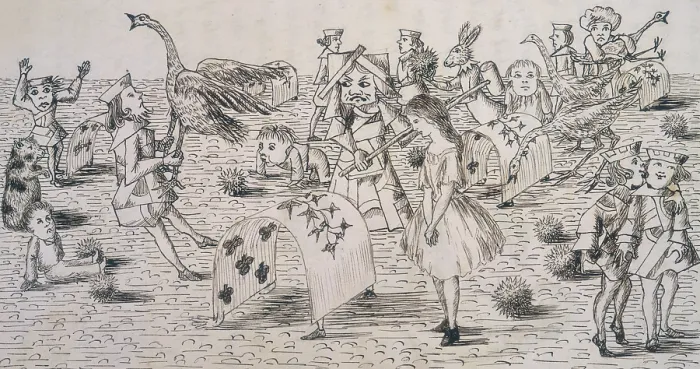 Framed Print : Alice and the Red Queen playing croquet, c1863. Creator: Lewis Carroll Framed Print : Alice and the Red Queen playing croquet, c1863. Creator: Lewis Carroll
