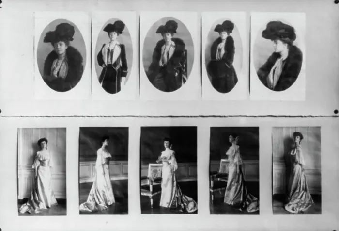 Framed Print : Alice Roosevelt Longworth photographs presentation display, between c1890 and c1910. Creator: Frances Benjamin Johnston Framed Print : Alice Roosevelt Longworth photographs presentation display, between c1890 and c1910. Creator: Frances Benjamin Johnston