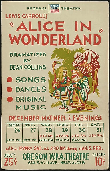 Alice in Wonderland, Portland, OR, 1938. Creator: Unknown