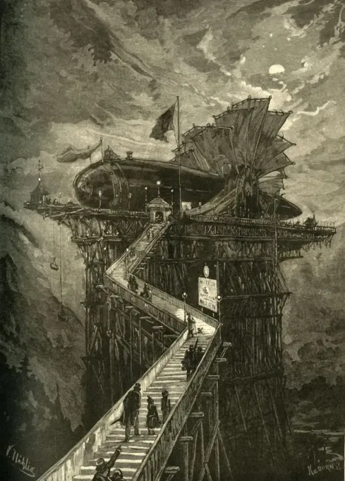 Framed Print : All Aboard for the Moon!. 1881. Creator: Unknown Framed Print : All Aboard for the Moon!. 1881. Creator: Unknown