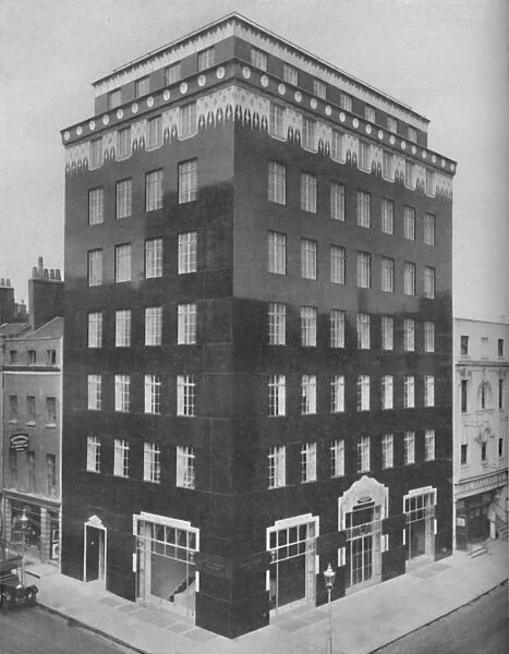 An All-Black Building in London Relieved by a Lace-Like Collar of White, c1935