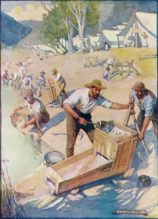 Framed Print : All Day Long The Sound of the Pick and the Rumble of the Cradle Were Heard, c1908, (c1920). Artist: Joseph Ratcliffe Skelton Framed Print : All Day Long The Sound of the Pick and the Rumble of the Cradle Were Heard, c1908, (c1920). Artist: Joseph Ratcliffe Skelton