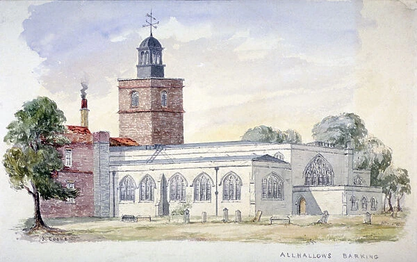 All Hallows-by-the-Tower Church, London, c1840. Artist: J Cooke