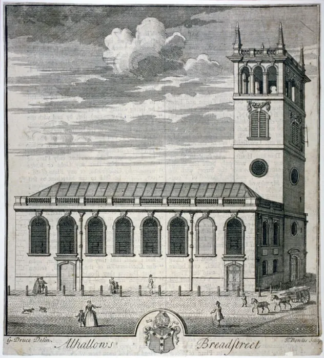 Framed Print : All Hallows Church, Bread Street, London, c1730. Artist: Thomas Bowles Framed Print : All Hallows Church, Bread Street, London, c1730. Artist: Thomas Bowles