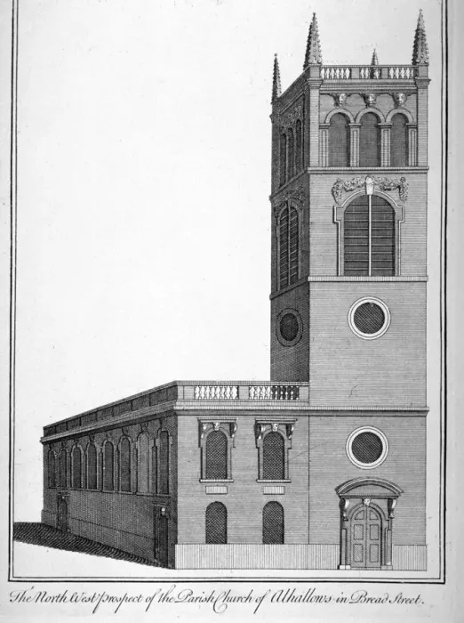 Framed Print : All Hallows Church, Bread Street, London, 1750. Artist: Benjamin Cole Framed Print : All Hallows Church, Bread Street, London, 1750. Artist: Benjamin Cole