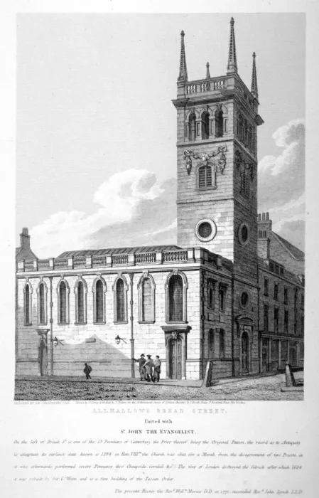 Framed Print : All Hallows Church, Bread Street, London, 1814. Artist: Joseph Skelton Framed Print : All Hallows Church, Bread Street, London, 1814. Artist: Joseph Skelton