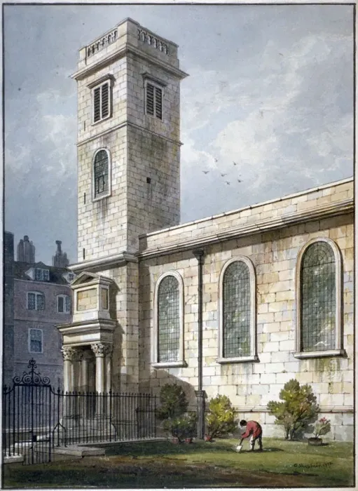 Framed Print : All Hallows Church, Lombard Street, London, 1811. Artist: George Shepherd Framed Print : All Hallows Church, Lombard Street, London, 1811. Artist: George Shepherd