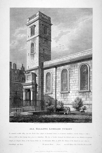 All Hallows Church, Lombard Street, London, 1812. Artist: William Wise