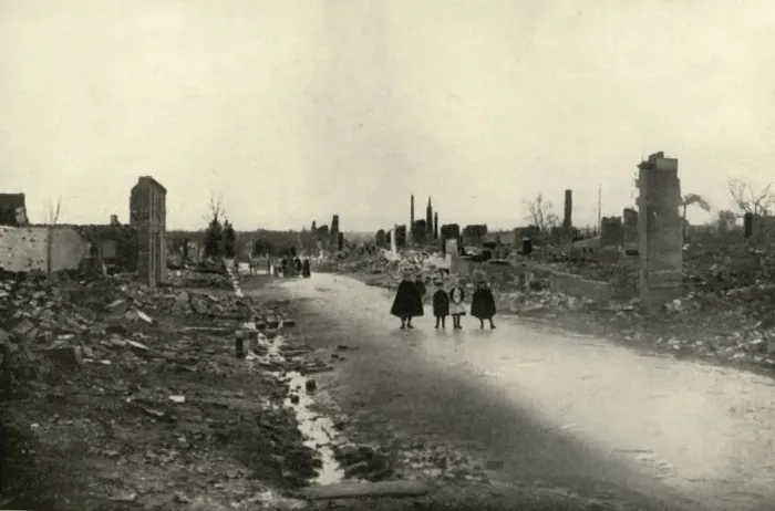Framed Print : All That Remains of Sermaize, (1919). Creator: Unknown