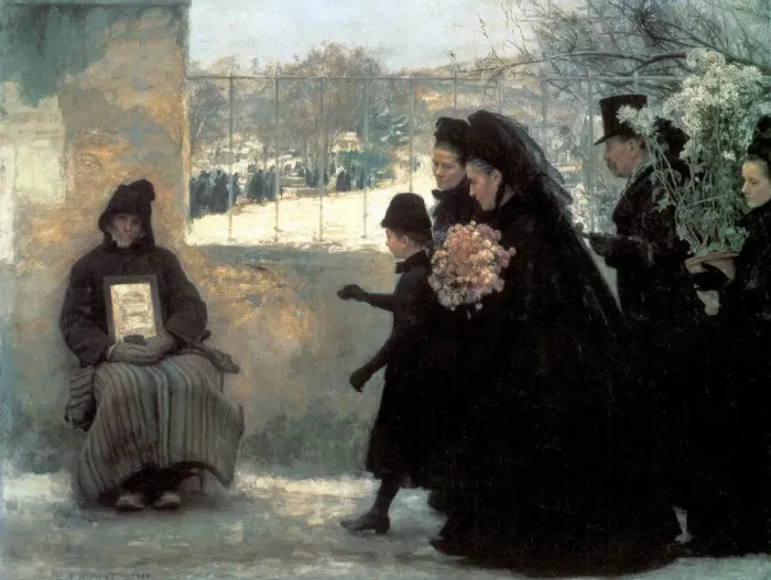 Framed Print : All Saints Day, 1888. Artist: Emile Friant Framed Print : All Saints Day, 1888. Artist: Emile Friant